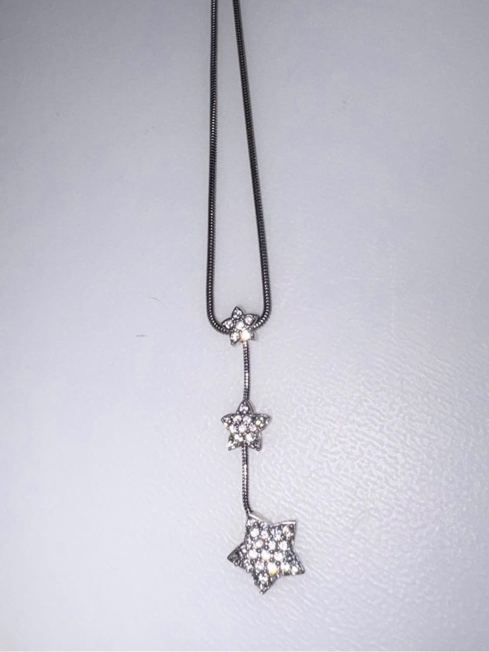 Swarovski Triple Star Drop Necklace with Clear Crystals - White